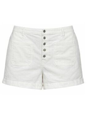 Gap White High-Rise Denim Shorts Front Pockets Button Fly Size 33 Cotton Blend